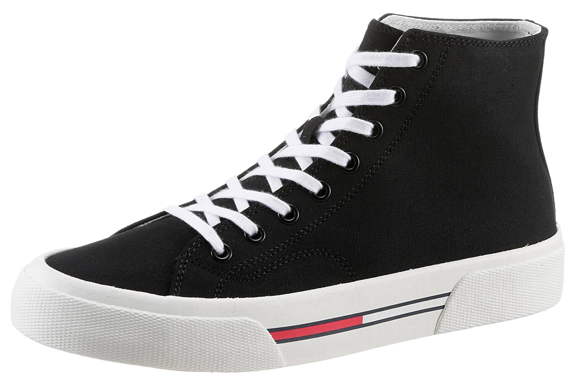 Tommy Jeans Sneaker »TOMMY JEANS MID CANVAS COLOR«, mit Used-Laufsohle mit Bio-Material-Anteil, Freizeitschuh, Halbschuh von Tommy Jeans