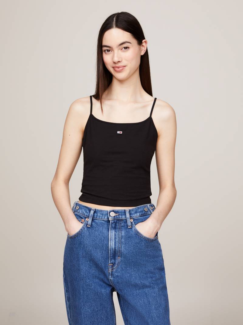 Tommy Jeans Spaghettitop »Crop Essential Strap Tank Top, kurz«, mit verstellbaren Spaghettiträgern Marken Logo von Tommy Jeans