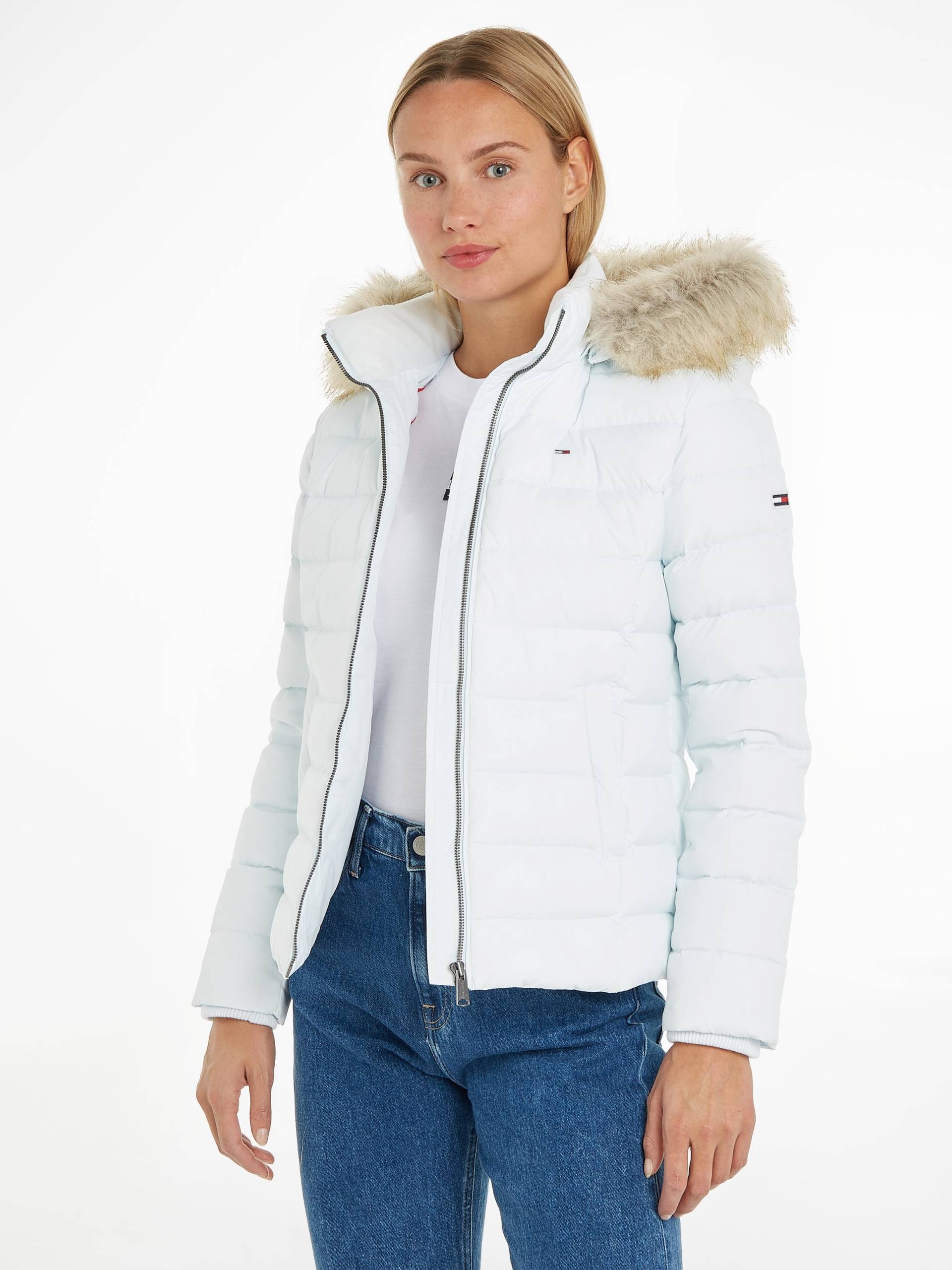 Tommy Jeans Steppjacke »TJW BASIC HOODED DOWN JACKET«, mit Kapuze, mit Fellimitat an der Kapuze & Tommy Jeans Logo-Flag von Tommy Jeans