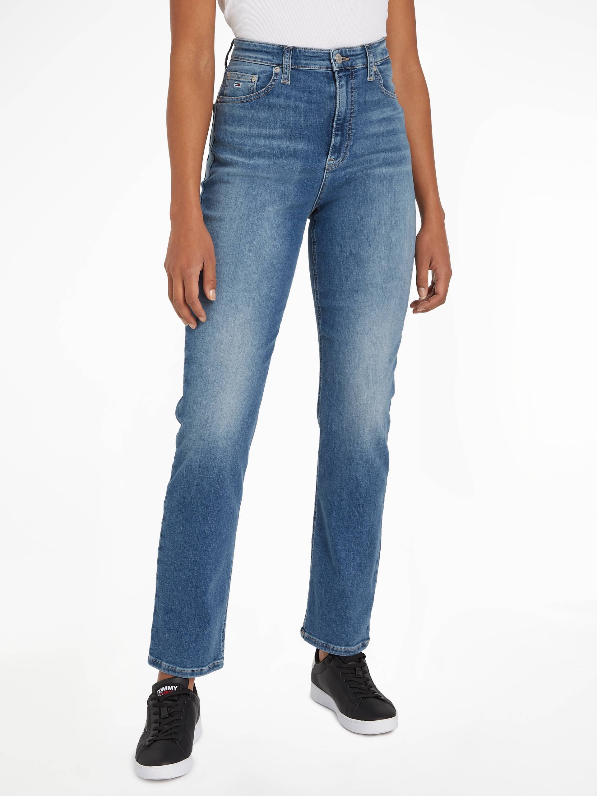 Tommy Jeans Straight-Jeans »Tommy Jeans JULIE - High Waist - Straight Jeans«, Gerade geschnittene denim Jeans mit hoher Taille und Tommy Logo-Badge von Tommy Jeans