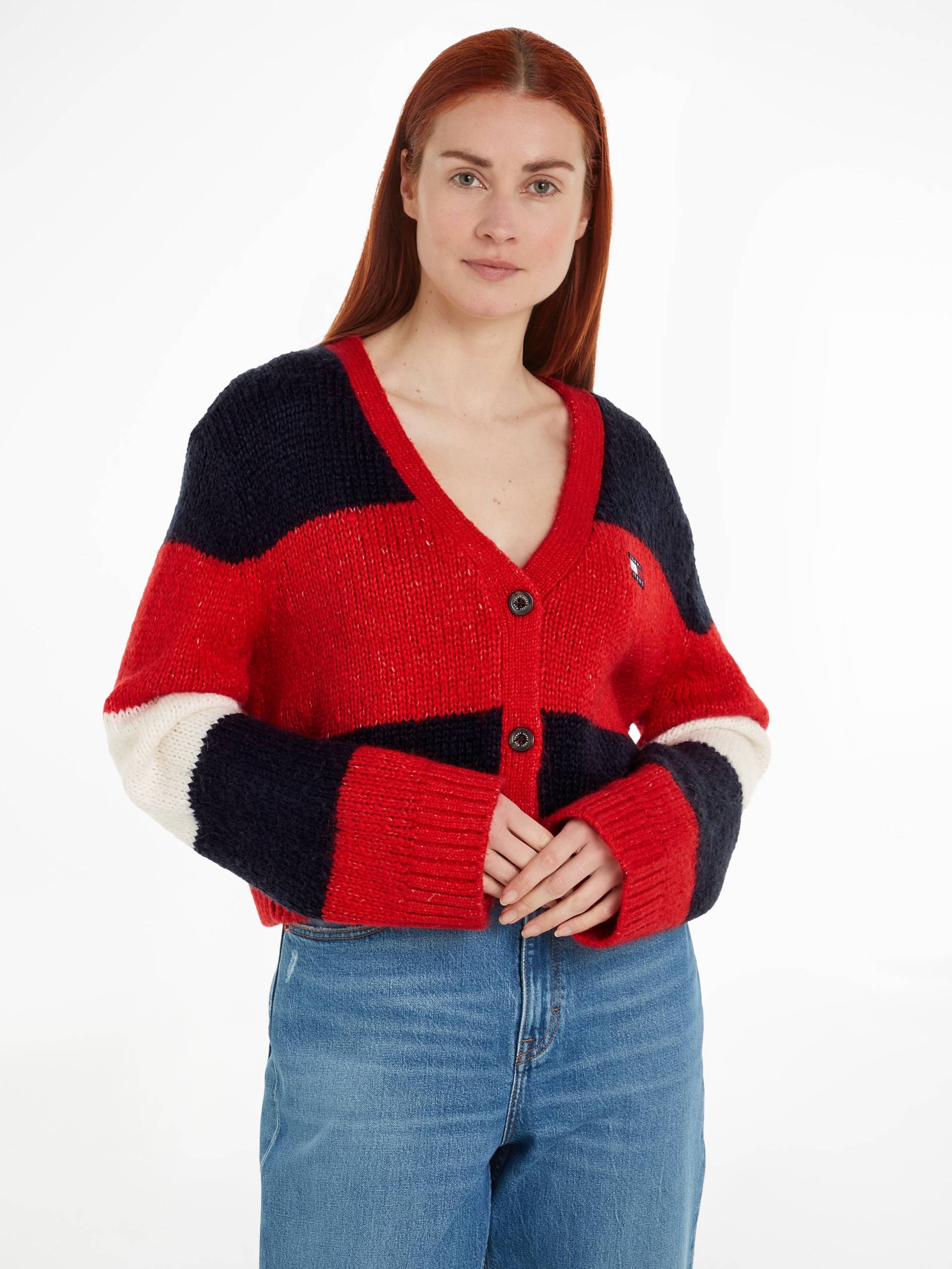 Tommy Jeans Strickjacke »TJW COLORBLOCK CARDIGAN«, mit Logopatch von Tommy Jeans