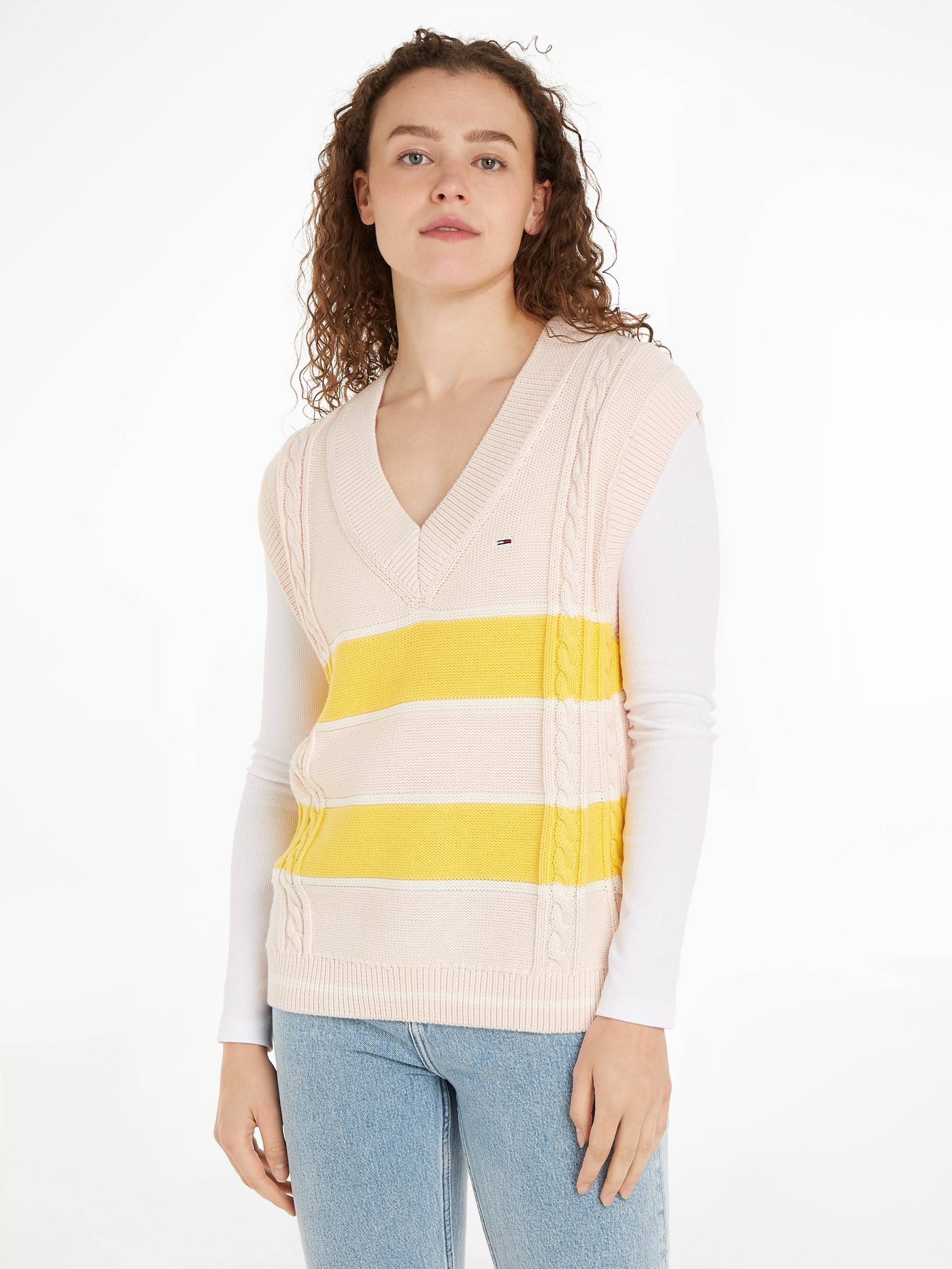 Tommy Jeans Strickpullover »TJW STRIPE V-NECK VEST«, mit Tommy Jeans Logostickerei von Tommy Jeans