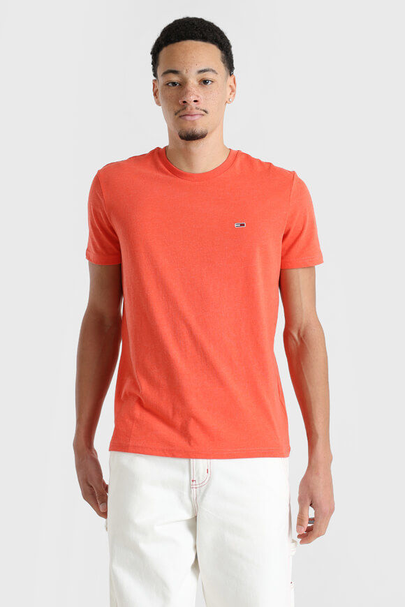 Tommy Jeans T-Shirt | Bright Vermillion Heather | Herren  | M von Tommy Jeans