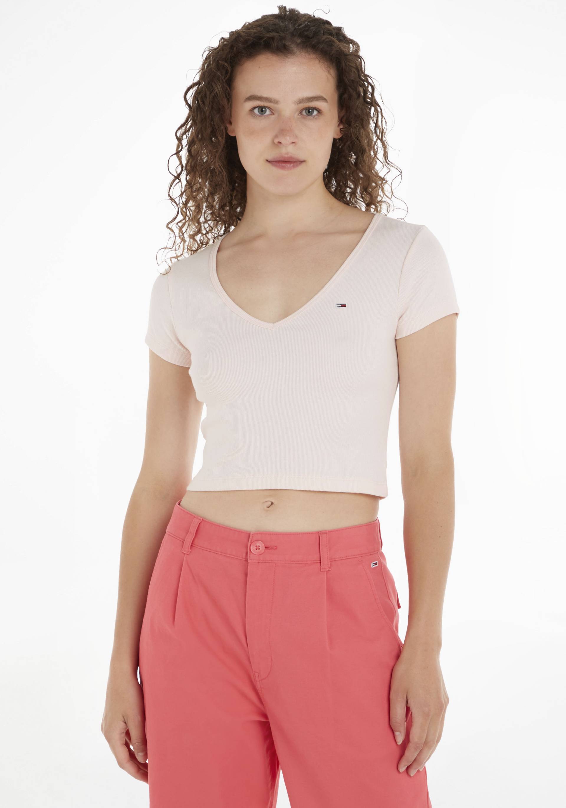 Tommy Jeans T-Shirt »TJW BBY CRP ESSENTIAL RIB V SS«, in Rippoptik Tommy Jeans T-Shirt »TJW BBY CRP ESSENTIAL RIB V SS«, in Rippoptik von Tommy Jeans