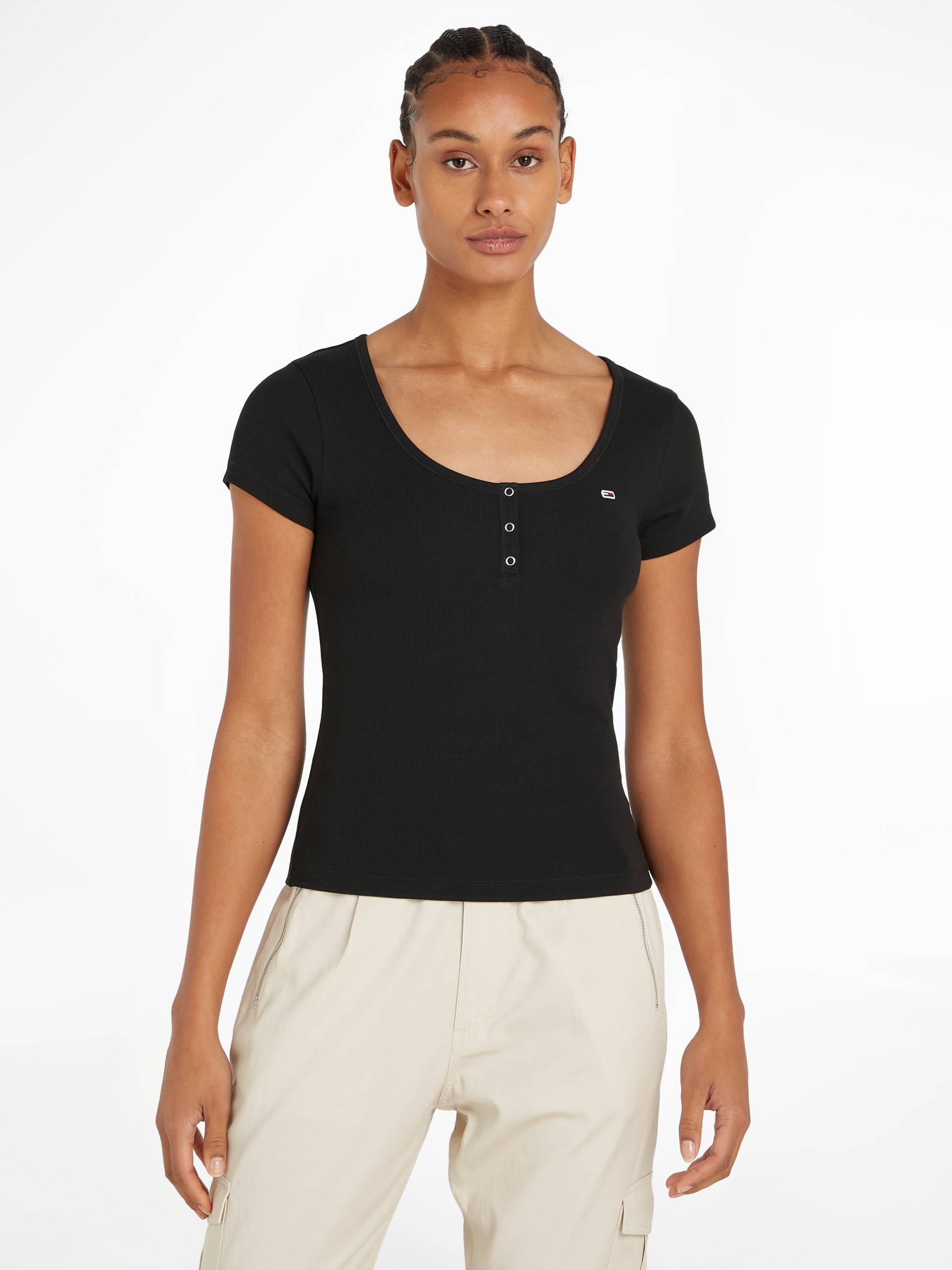 Tommy Jeans Rundhalsshirt »TJW SLIM HENLEY TOP SS«, mit Tommy Jeans Flagge von Tommy Jeans