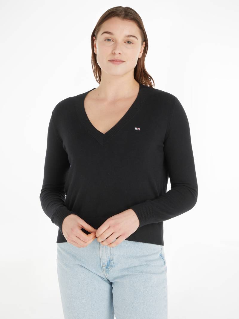 Tommy Jeans V-Ausschnitt-Pullover »TJW ESSENTIAL VNECK SWEATER«, mit Tommy Jeans Markenlabel von Tommy Jeans