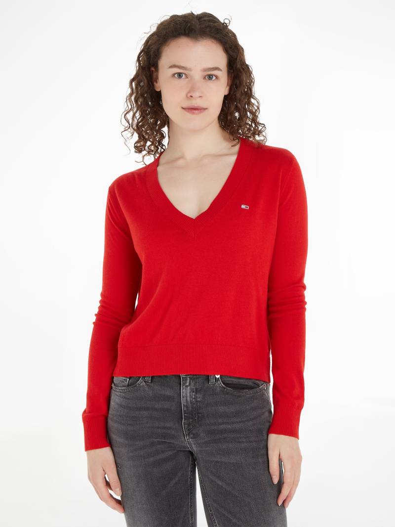 Tommy Jeans V-Ausschnitt-Pullover »TJW ESSENTIAL VNECK SWEATER«, mit Tommy Jeans Markenlabel von Tommy Jeans