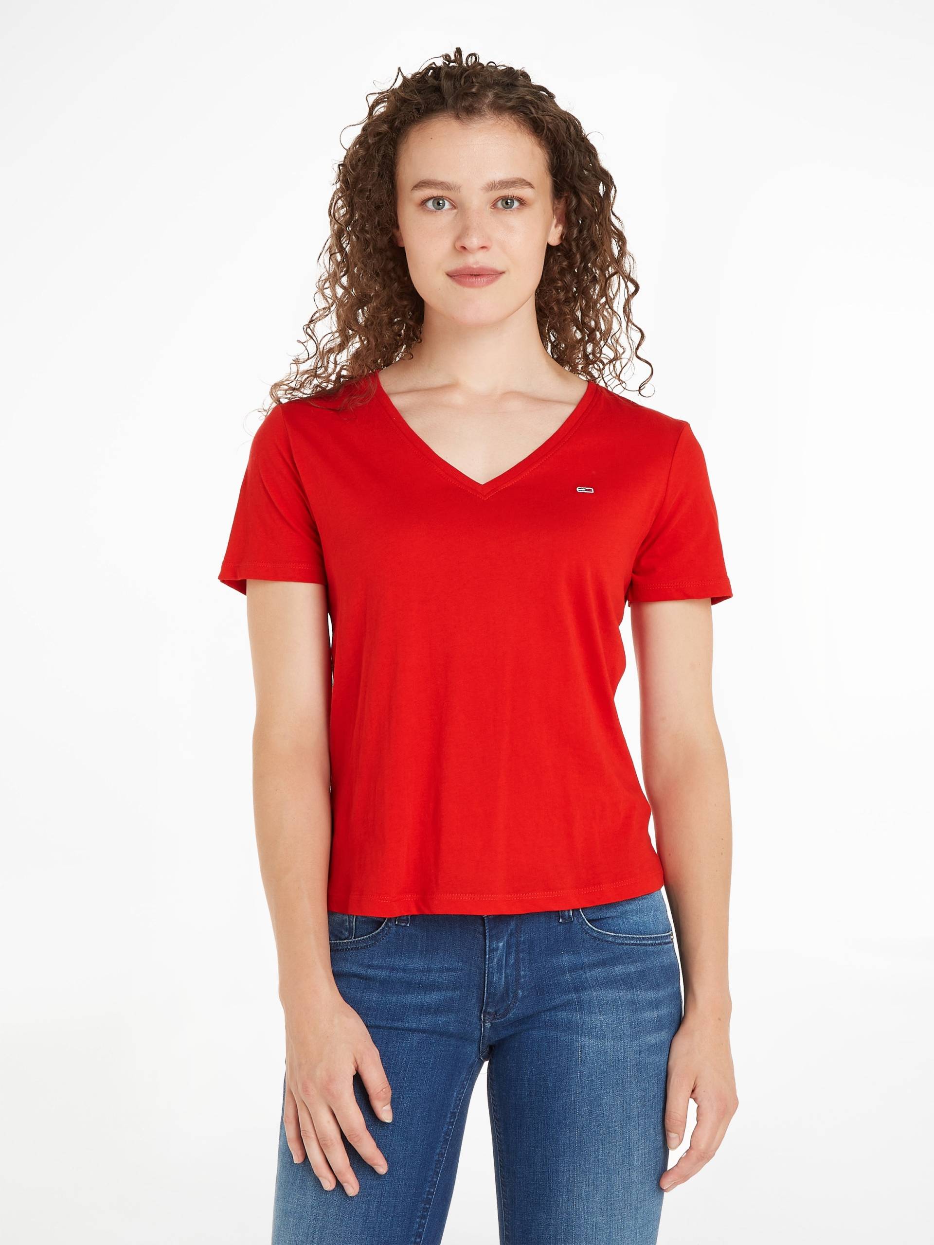 Tommy Jeans V-Shirt, mit Tommy Jeans Logo-Flag auf der Brust von Tommy Jeans