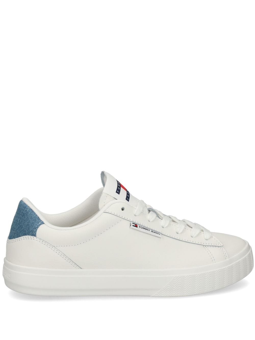 Tommy Jeans denim-trimmed leather sneakers - White von Tommy Jeans