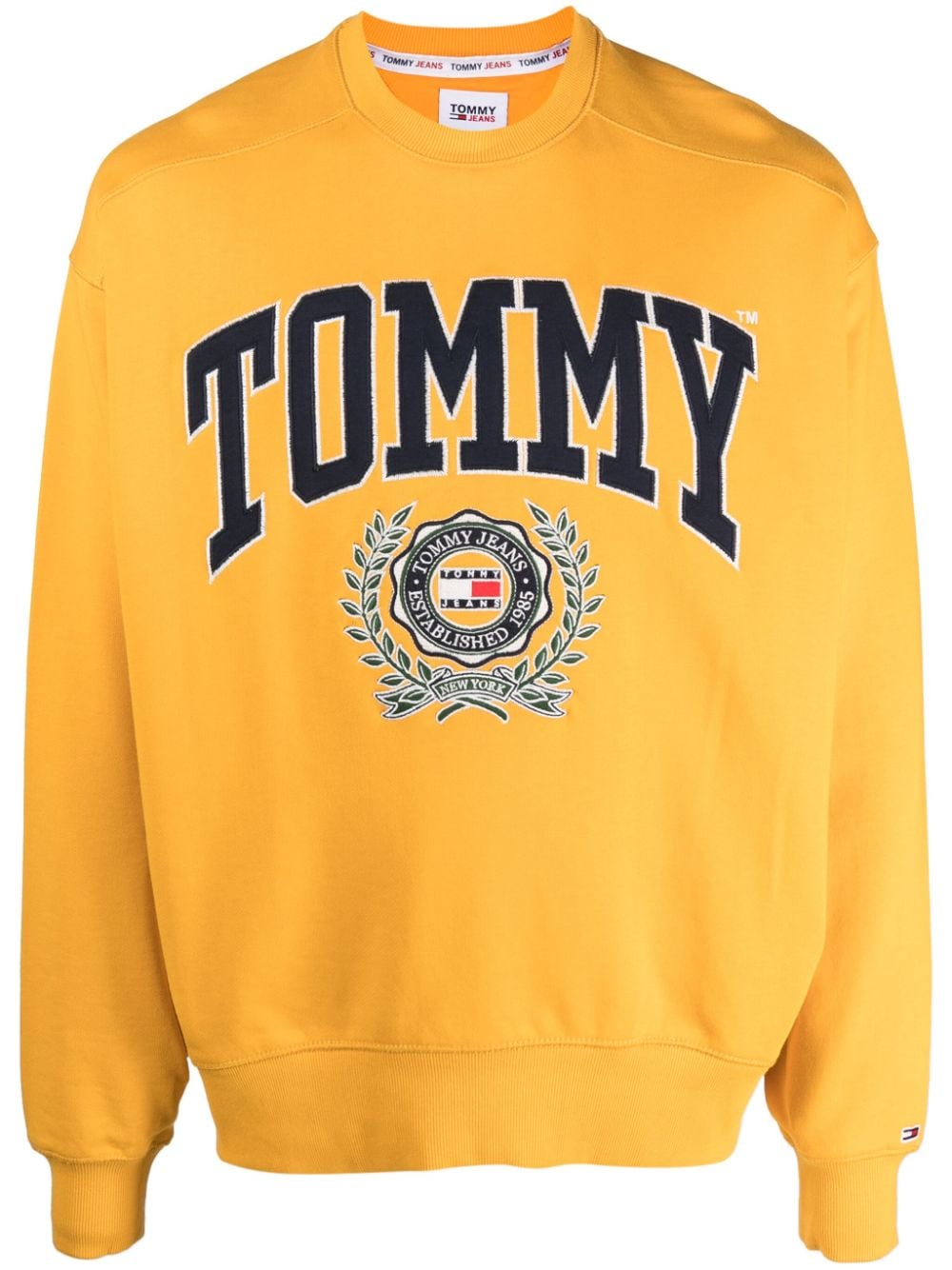 Tommy Jeans logo-patch cotton hoodie - Yellow von Tommy Jeans