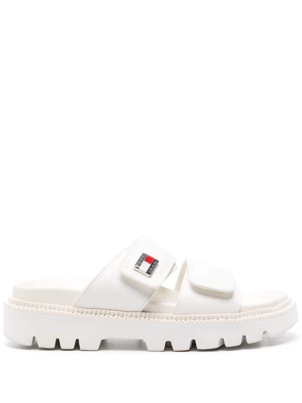 Tommy Jeans logo-plaque padded sandal - White von Tommy Jeans