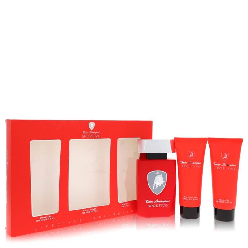 Tonino Lamborghini Lamborghini Sportivo Gift Set -- 124 ml Eau De Toilette Spray + 100 ml Shower Gel + 100 ml After Shave Balm von Tonino Lamborghini