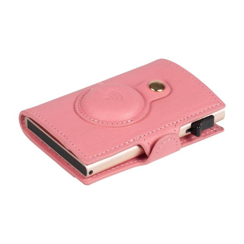 Furbo RFID-Kartenhalter aus Leder mit Banknotenfach und AirTag-Etui in Pink von Tony Perotti