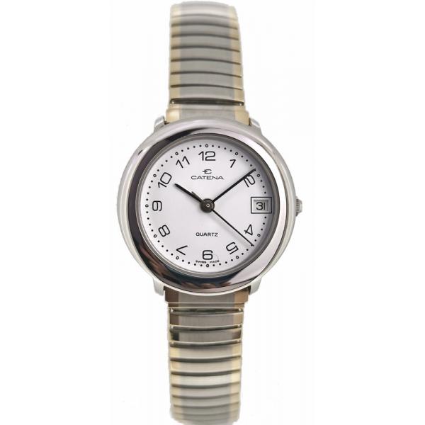 CATENA Stretch Damenuhr Zahlen, weiss bicolor von Top Watches