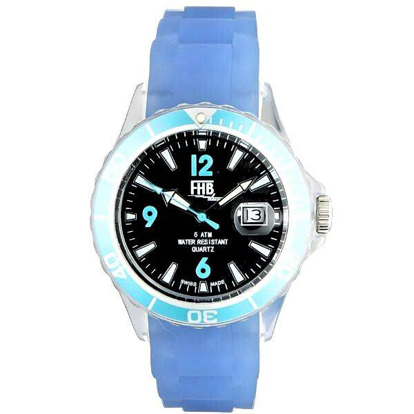 FHB Fun Watch, Opaque Quartz Uhr mit Silikonband, blau von Top Watches