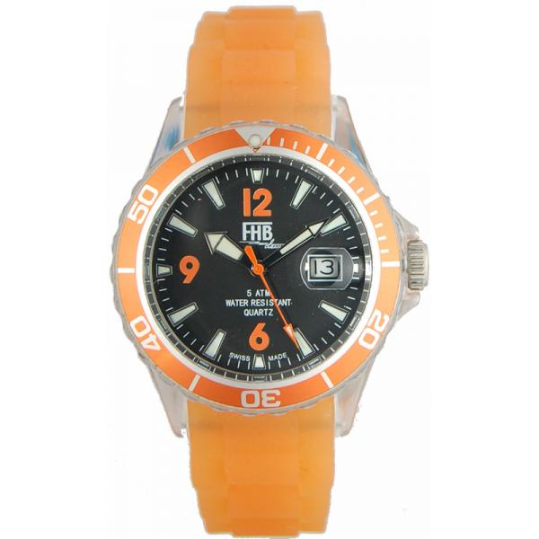 FHB Fun Watch, Opaque Quartz Uhr mit Silikonband, orange von Top Watches