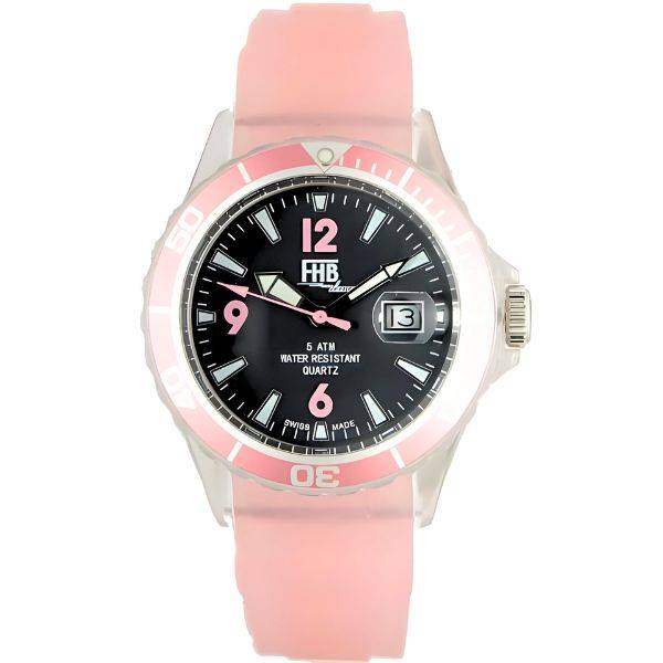 FHB Fun Watch, Opaque Quartz Uhr mit Silikonband, rosa von Top Watches