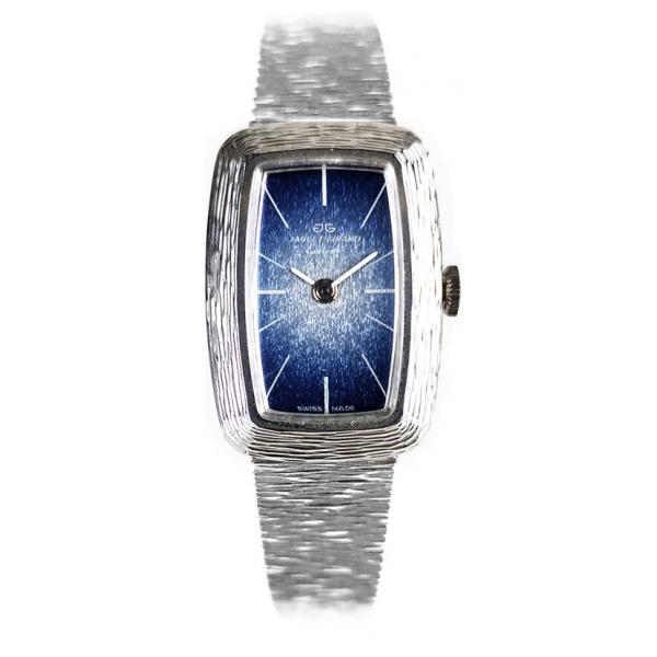 JAQUET+GIRARD Silberuhr NOS Handaufzug blau von Top Watches