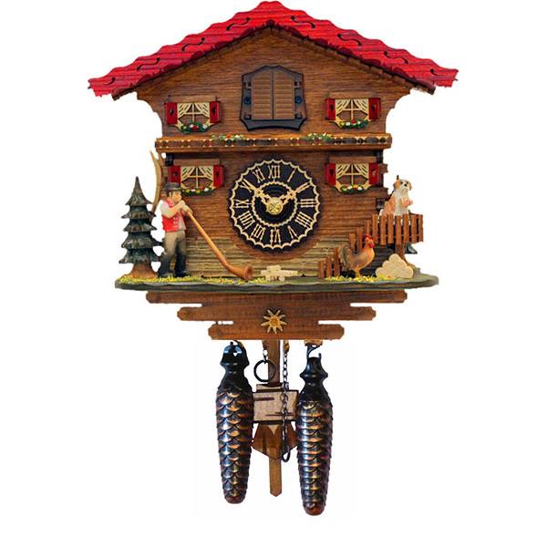 Kuckucksuhr Chalet, Holz Q-Wanduhr Alphorn Bernhardiner von Top Watches