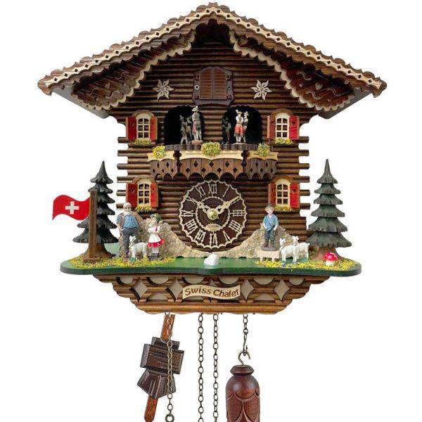 Kuckucksuhr Chalet Swiss, Holz Q-Wanduhr Heidi mit Tänzer von Top Watches