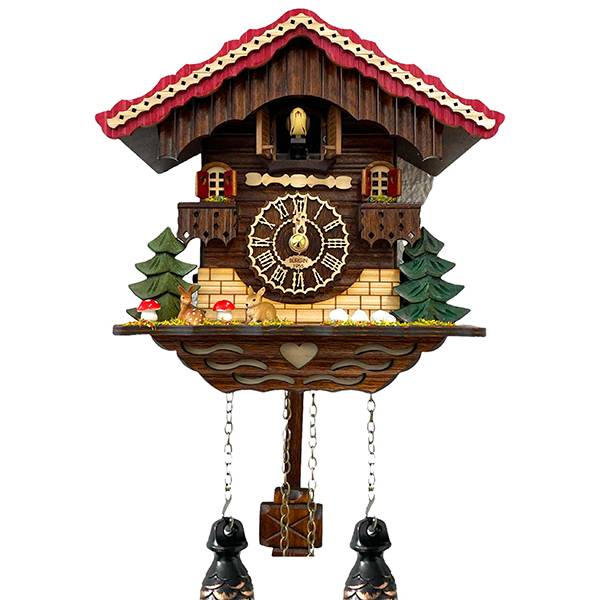 Kuckucksuhr Chalet Swiss, Holz Q-Wanduhr Reh und Hase von Top Watches