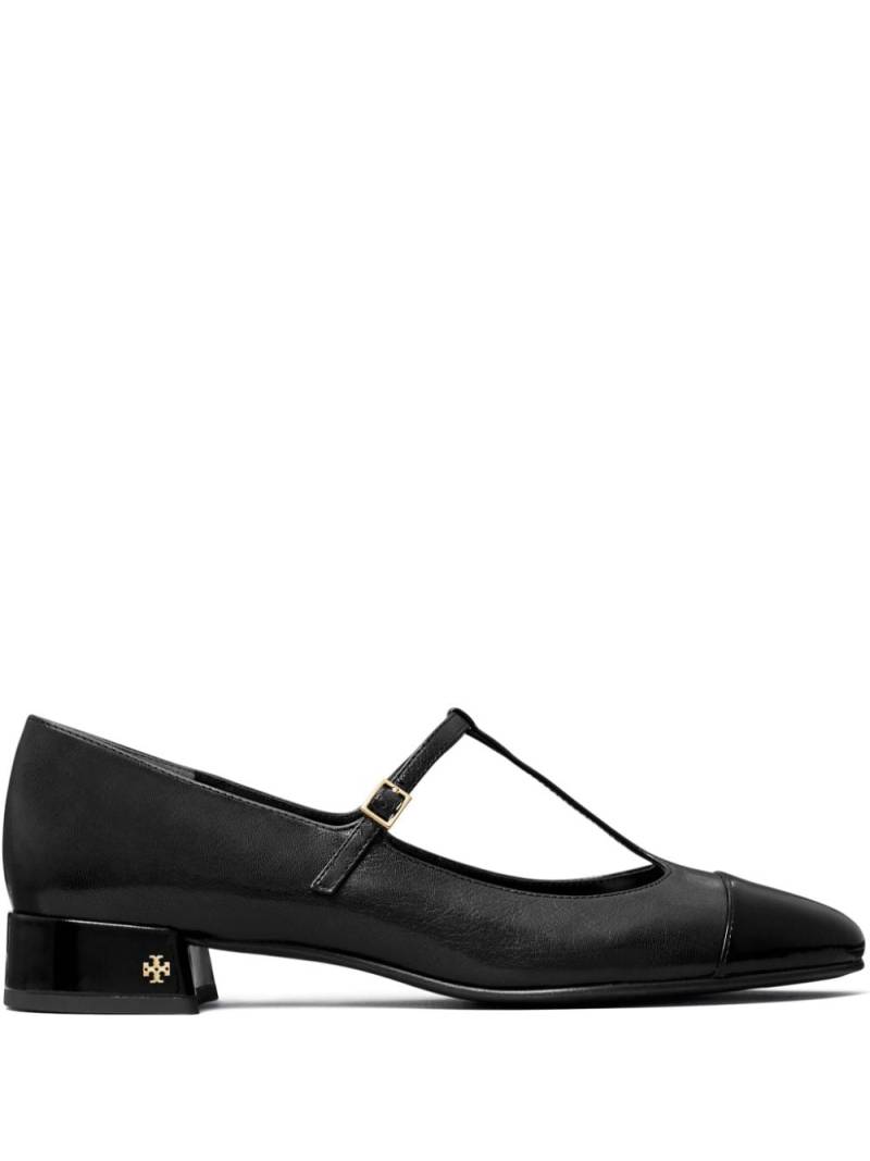 Tory Burch 25mm cap-toe T-strap ballerina shoes - Black von Tory Burch