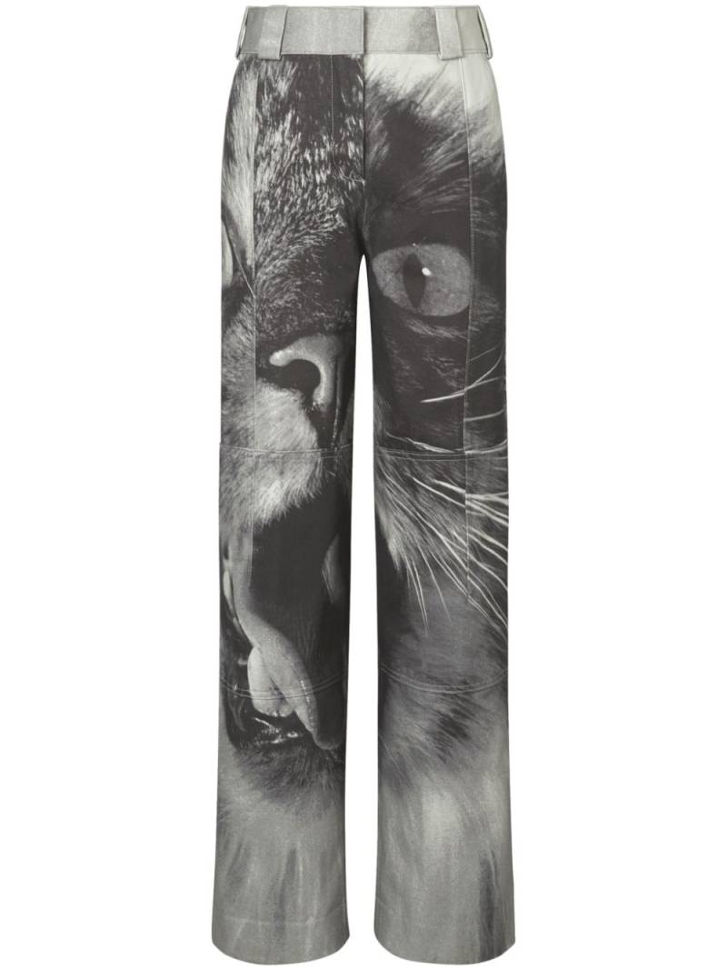 Tory Burch cat-print cargo trousers - Grey von Tory Burch