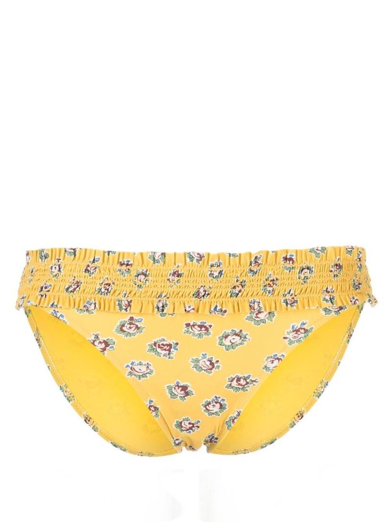 Tory Burch Costa-print hipster bikini bottoms - Yellow von Tory Burch