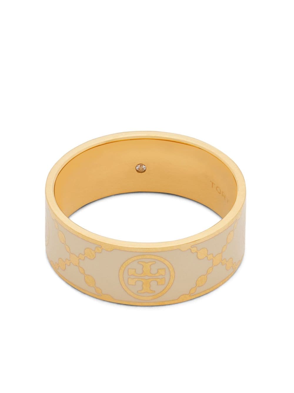 Tory Burch Double T enamel-detail ring - Gold von Tory Burch