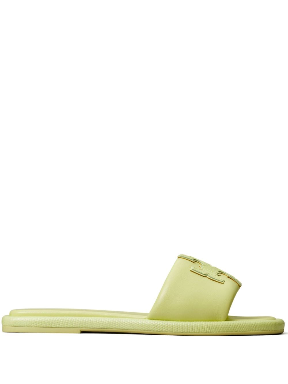 Tory Burch Double T leather slides - Green von Tory Burch