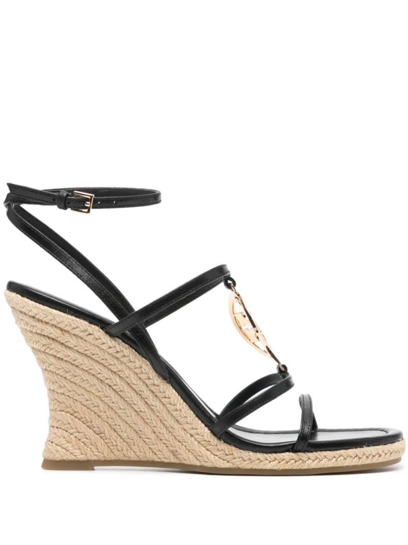 Tory Burch Double T-motif leather sandals - Black von Tory Burch