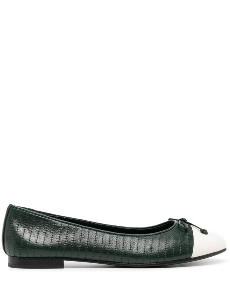 Tory Burch Double T-plaque leather ballerina shoes - Green von Tory Burch