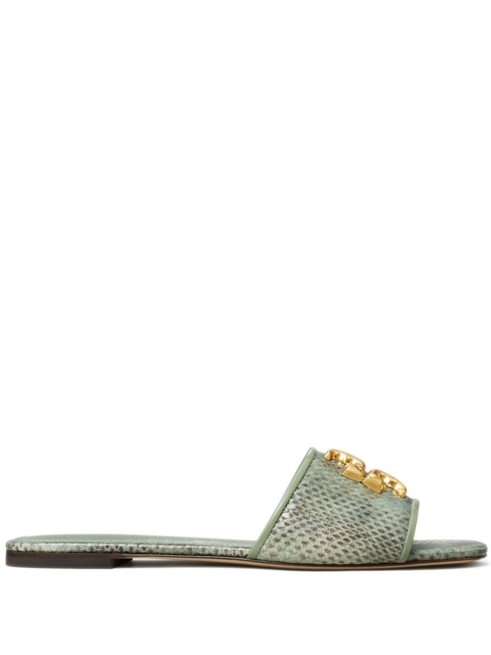 Tory Burch Eleanor Double T slides - Green von Tory Burch