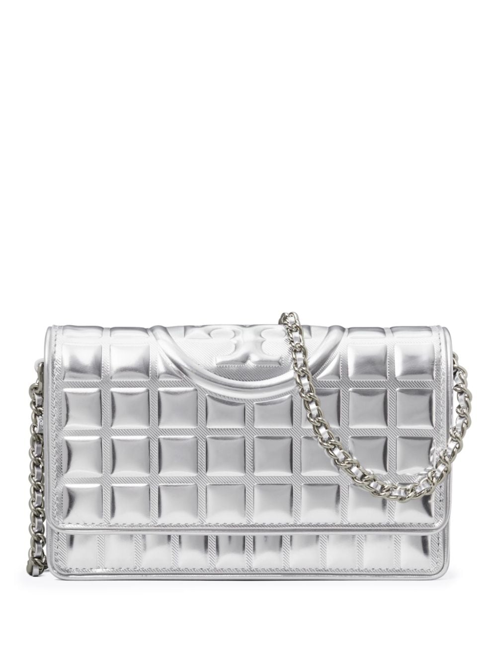 Tory Burch Fleming metallic quilted crossbody bag - Silver von Tory Burch