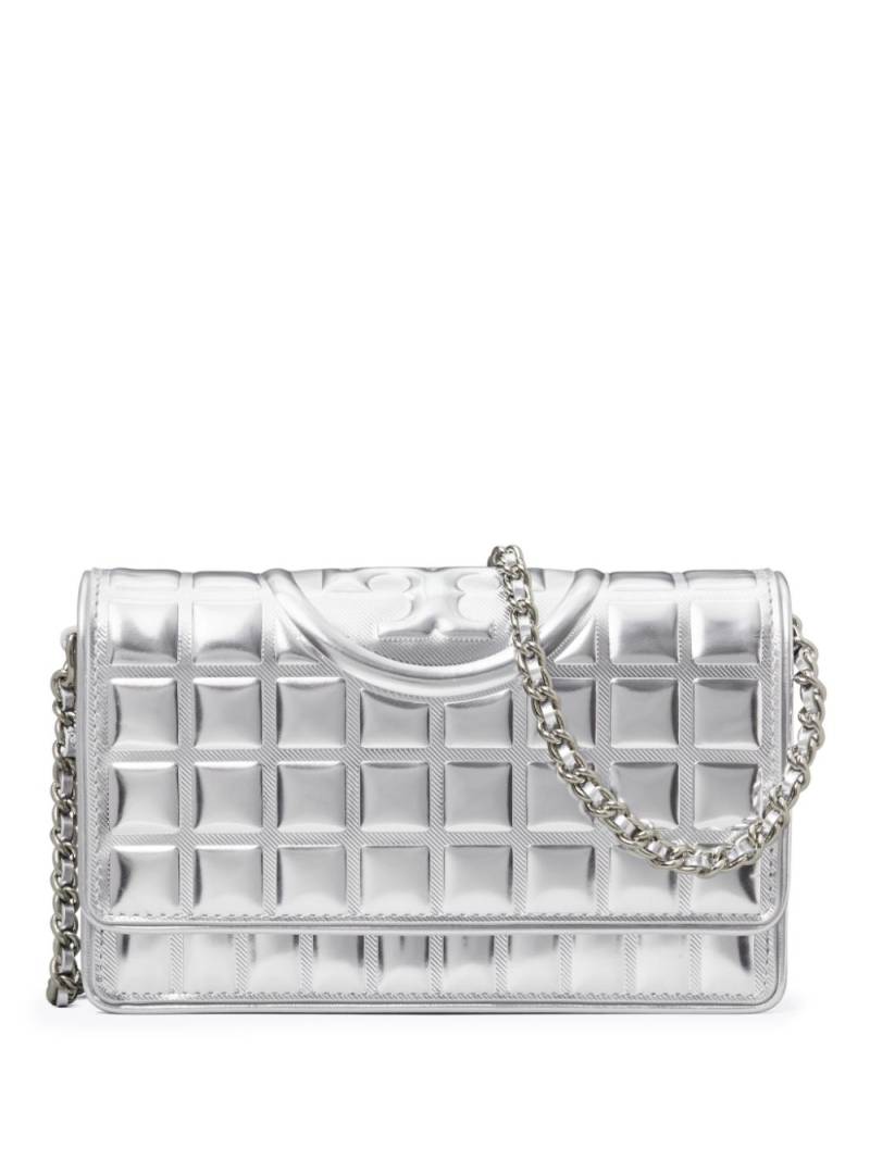 Tory Burch Fleming Metallic quilted cross body bag - Silver von Tory Burch