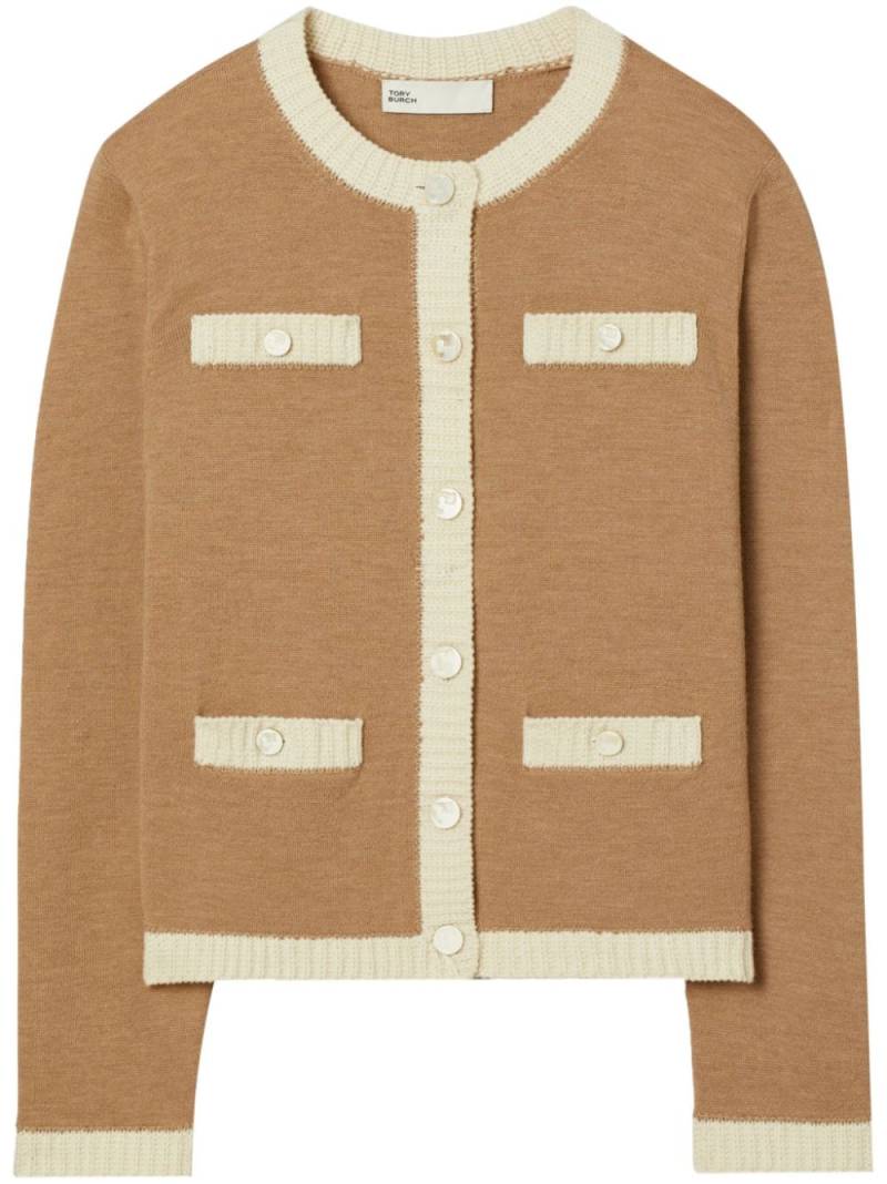 Tory Burch Kendra chunky wool cardigan - Neutrals von Tory Burch