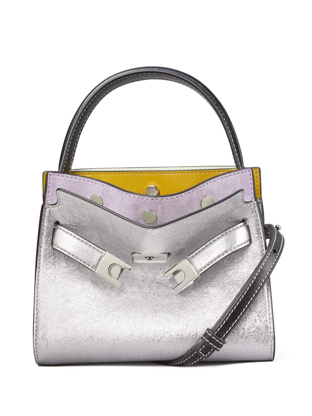 Tory Burch Lee Radziwill Petite Double leather tote bag - Silver von Tory Burch