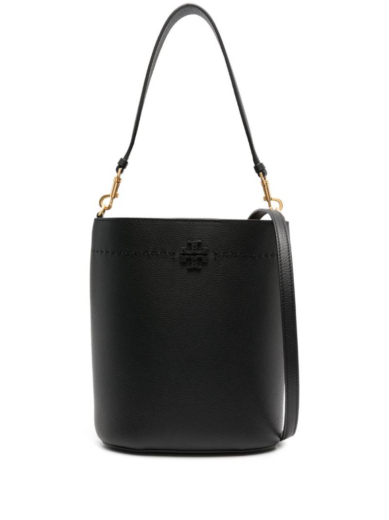 Tory Burch McGraw embossed-logo bucket bag - Black von Tory Burch