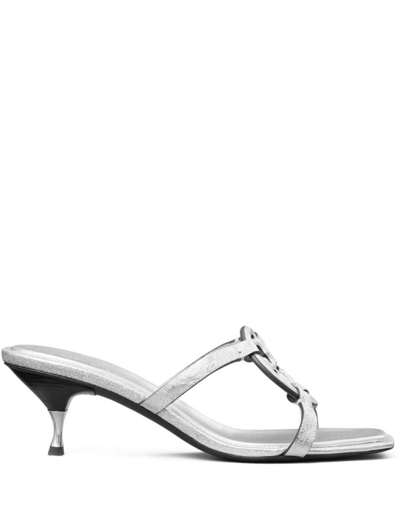 Tory Burch Miller Bombé 55mm metallic leather mules - Silver von Tory Burch