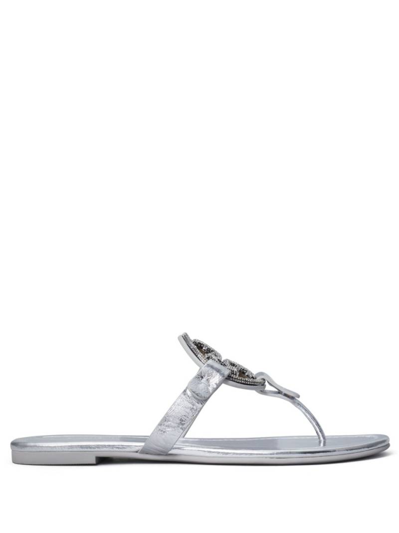 Tory Burch Miller logo-plaque sandals - Silver von Tory Burch