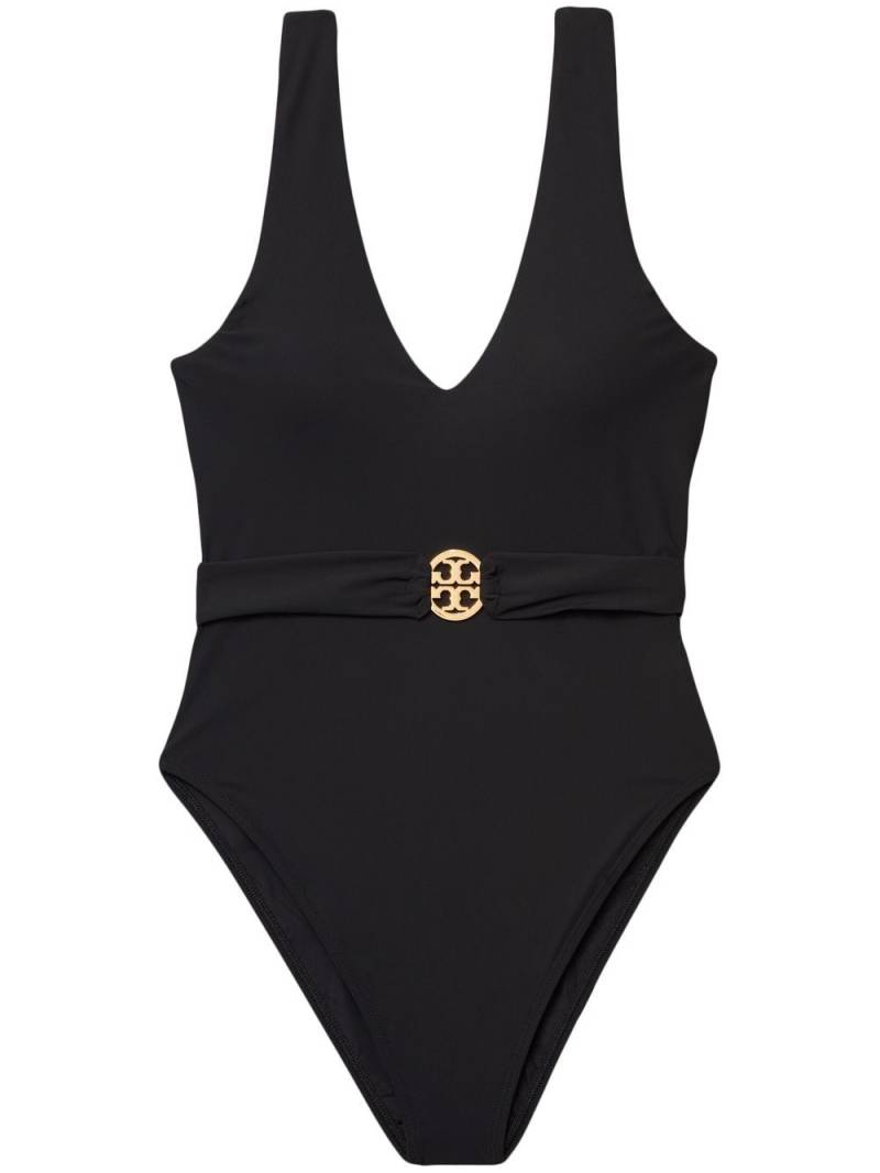 Tory Burch Miller plunging V-neck swimsuit - Black von Tory Burch