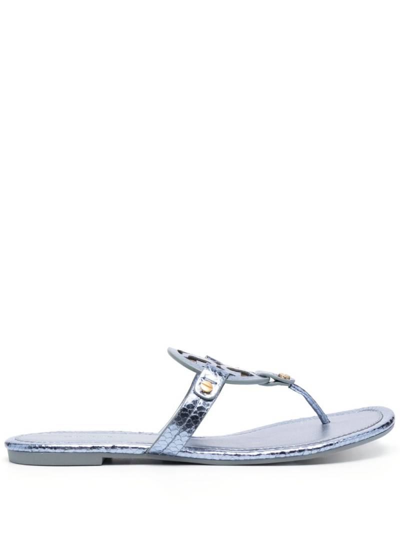 Tory Burch Miller python-effect leather flip flops - Blue von Tory Burch