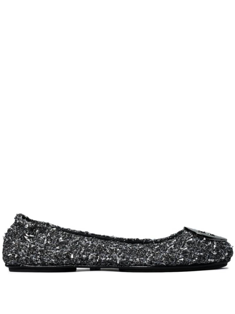 Tory Burch Minnie Travel tweed ballerina shoes - Silver von Tory Burch