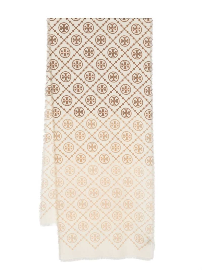 Tory Burch Oblong Double T-print scarf - Neutrals von Tory Burch