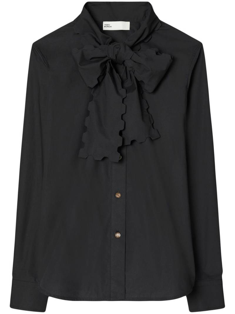 Tory Burch Scalloped-Bow Poplin blouse - Black von Tory Burch