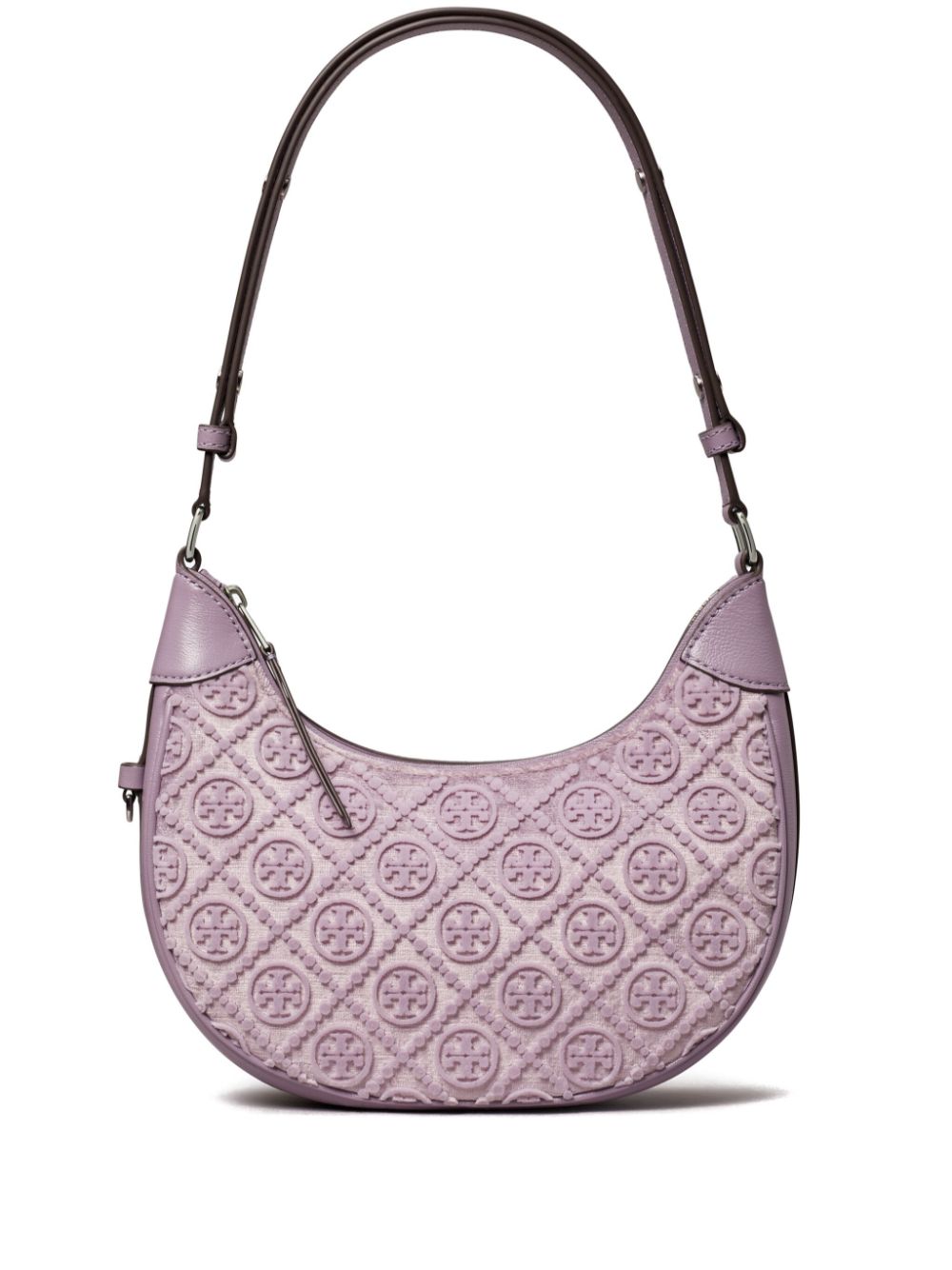 Tory Burch T Monogram Fil Coupe Crescent shoulder bag - Purple von Tory Burch