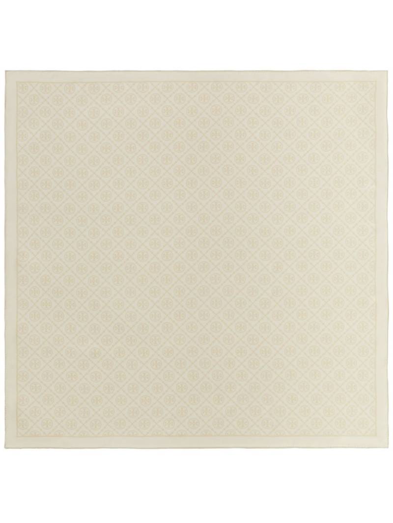 Tory Burch T Monogram silk square scarf - Neutrals von Tory Burch