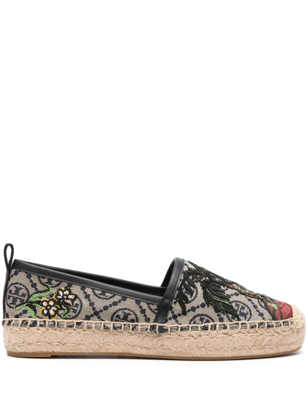 Tory Burch T Monogram embroidered-motif espadrilles - Blue von Tory Burch