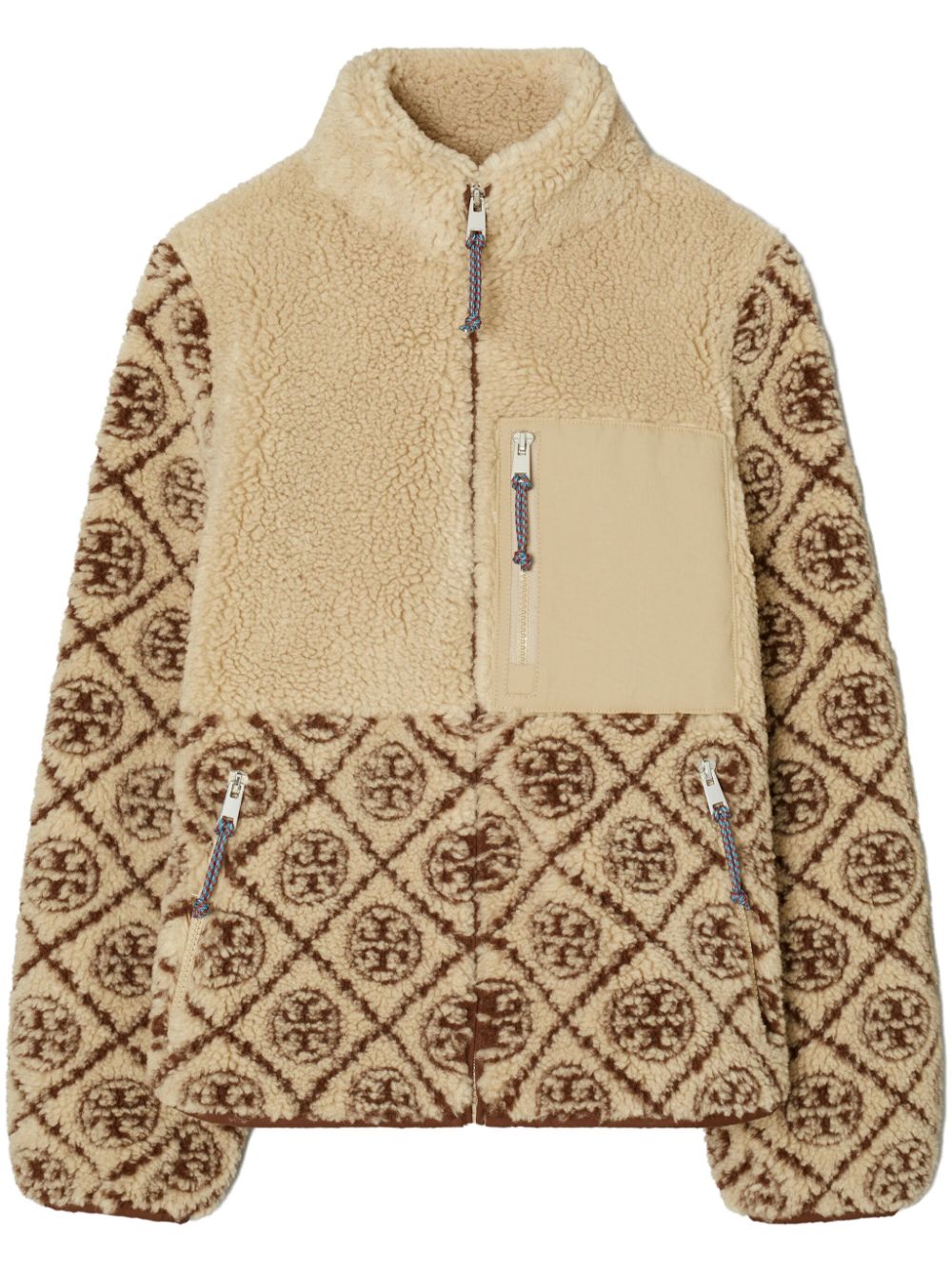 Tory Burch T Monogram fleece jacket - Neutrals von Tory Burch