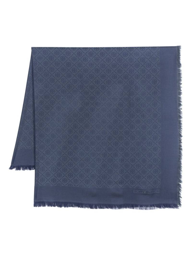 Tory Burch T Monogram jacquard scarf - Blue von Tory Burch